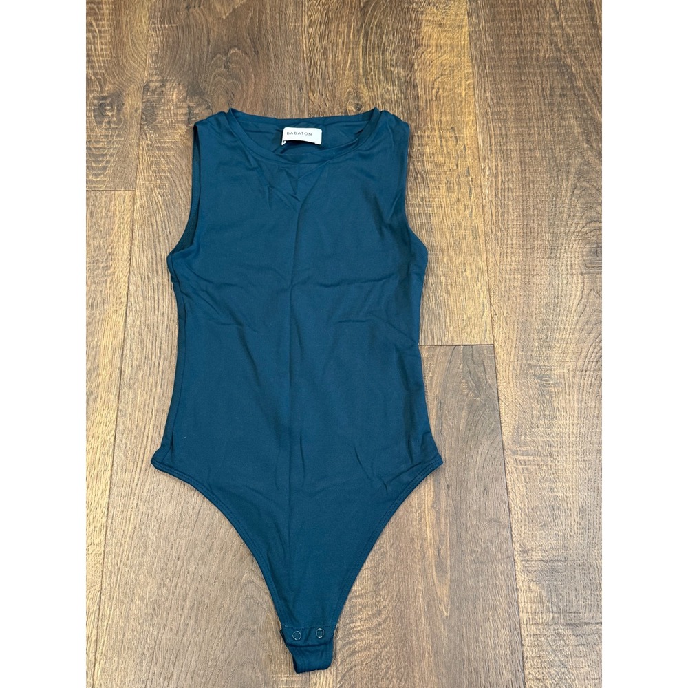 Babaton Sleeveless Bodysuit Tank Top Teal Blue Casual Size 2XS